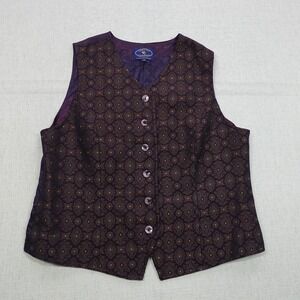 Vintage Chelsea Cambell Vest Womens 12 Paisley Brocade Tapestry Button Up 90s